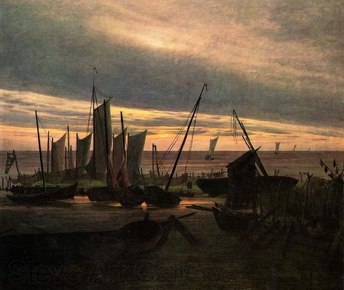 Caspar David Friedrich Schiffe im Hafen am Abend France oil painting art
